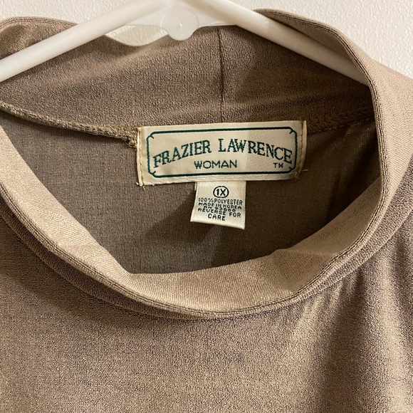 Vintage Frazier Lawrence mockneck taupe top size 1x - Picture 2 of 6